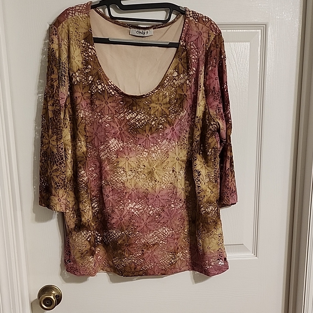 Chic Only 3 Lace Top in Pink and Gold size XL only 9 brand